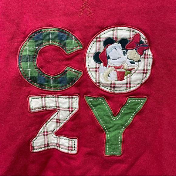 DISNEY STORE Red Mickey and Minnie Mouse “COZY” Holiday Christmas Sweater 🎄 XS - Picture 3 of 4